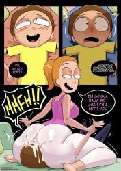 1boy 1girls ass ass_smothering big_ass big_breasts bottom_heavy breasts brother brother_and_sister brown_hair bubble_butt clothing couch cum_on_ass cum_on_clothes cum_on_face dat_ass dialogue fat_ass female femdom half-closed_eyes huge_ass incest indoors large_ass male morty_smith orange_hair pants rick_and_morty shirt sister sitting sitting_on_face sitting_on_person smothering smothering_ass smug spakka5 summer_smith text thick_ass thick_thighs wide_hips