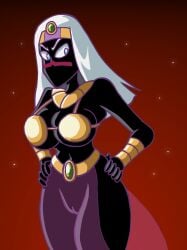 2025 alien big_breasts big_breasts black_body bottomless breasts_squeezed canon_costume dat_tits duck_dodgers going_commando looney_tunes martian_(duck_dodgers) no_panties no_underwear pussy pussy_visible_through_clothes queen_tyr'ahnee red_sky sexy space textless tight_bra tight_topwear uncensored warner_bros warner_brothers white_hair