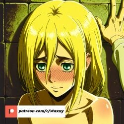 ai_generated attack_on_titan blonde_female blonde_hair blonde_hair_female curvaceous curvaceous_ass curvaceous_body curvaceous_female curvaceous_figure curvaceous_hips curvaceous_teen curvaceous_thighs curvy curvy_ass curvy_body curvy_female curvy_figure curvy_hips curvy_thighs eren_jaeger eren_yeager green_eyes historia_reiss reiss_historia shingeki_no_kyojin shingeki_no_kyojin_|_attack_on_titan