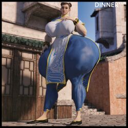 1:1 1girls 2023 3d big_breasts breasts capcom chinese_clothes chun-li clothed clothed_female clothing digital_media_(artwork) dinner-kun dress fanart female hi_res highres huge_thighs muscular_female standing straight_hair street_fighter street_fighter_6 thick_thighs thighs thunder_thighs watermark wide_hips