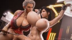 1futa 1girls 3d anal anal_sex balls black_hair blonde_hair bondage bottomless bottomless_futanari breast_sucking cleavage collar female final_fantasy final_fantasy_vii final_fantasy_vii_remake futa_on_female futanari huge_cock light-skinned_female light-skinned_futanari light_skin looking_at_another nude nude_female penis restrained scarlet_(ffvii) square_enix sucking_nipples tetriandoch thick_thighs tifa_lockhart whip wrist_cuffs