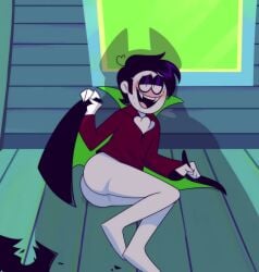 2boys ass ass big_ass big_butt black_hair blush blush blushing_at_viewer bob_velseb bottomless cute fangs fat_ass fat_butt huge_ass huge_butt looking_at_viewer lying male male_only offscreen_character shadow spacefatcat spooky_month sr_pelo streber_(spooky_month) submissive submissive_male thick_ass thick_butt