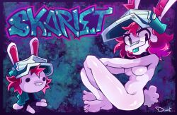 1girls artist_name bare_arms bare_ass bare_back bare_breasts bare_legs bare_midriff bare_shoulders bare_thighs barefoot breast breasts bunny_ears bunny_girl bunny_tail cap duxt feet female female_focus female_only fnf_mod friday_night_funkin friday_night_funkin_mod graffiti hat naked naked_female nude nude_female plushie red_hair short_hair sitting skarlet_bunny thighs tongue tongue_out white_body white_skin