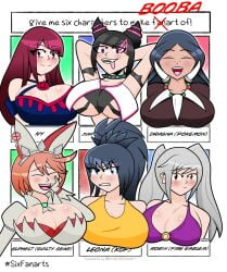 6+girls 6girls alternate_costume arms_behind_head bikini bursting_breasts cleavage closed_eyes drasna_(pokemon) elphelt_valentine english_text female female_only fire_emblem fire_emblem_awakening fire_emblem_engage fire_emblem_heroes guilty_gear ikari_warriors ivy_(fire_emblem) juri_han king_of_fighters large_breasts leona_heidern licking_lips mature mature_female multiple_girls niftyrex nintendo o-ring_bikini official_alternate_costume open_mouth pokemon purple_bikini purple_swimsuit robin_(fire_emblem) robin_(fire_emblem)_(female) smile snk straight_hair street_fighter swimsuit text tongue_out twintails white_hair