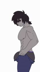 big_penis black_eyes boxers boxers_down boy bulk clothes_around_waist dark_hair fnafhs_z3ro fnafhsrule34 fred_(fnafhs) gay horndyng_(artist) muscle pale_skin pants pectorals penis_out penis_under_clothes shadow