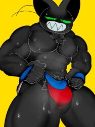 black_body feline fur gay male mao_mao:_heroes_of_pure_heart musk musk_clouds mymu666 sheriff_mao_mao_mao sweat