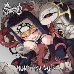 album_cover blonde_hair censored double_(skullgirls) encyclopaedia_metallum nun selfcest skullgirls tentacle tentacle_sex