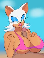 1boy 1girls big_breasts bikini bikini_top blueartfiend breasts cock faceless_male furry huge_breasts paizuri penis rouge_the_bat sonic_(series) sonic_the_hedgehog_(series) white_hair