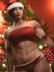 1girls 3d abs absurdres ada_wong ada_wong_(adriana) artist_name asian asian_female ass athletic athletic_female big_ass big_breasts biohazard black_hair black_nail_polish black_nails breasts capcom casual christmas christmas_lingerie christmas_outfit christmas_tree curvaceous curvy female female_only fit fit_female highres muscles muscular muscular_female nail_polish nerohunter6 pale_skin realistic resident_evil resident_evil_4 resident_evil_4_remake santa_hat short_hair solo solo_female standing thick_thighs thighs toned toned_female