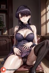 1girls after_sex ai_generated bed bedroom black_panties dreamai942 female female_only hi_res high_resolution highres komi-san_wa_komyushou_desu komi_shouko large_breasts looking_at_viewer panties school_uniform sex solo solo_female