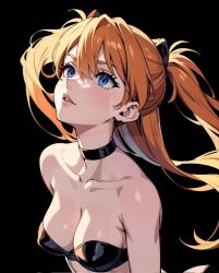 1girls ai_generated asuka_langley_sohryu bare_shoulders blue_eyes bra long_hair looking_up neon_genesis_evangelion neopn_genesis_evangelion red_hair small_breasts teenager