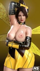 1girls 3d areolae big_breasts breasts_out brown_hair clothed cosplay exposed_breasts fatal_fury female female_only hagiwara_studio king_of_fighters large_breasts long_hair mai_shiranui marvel nipples ponytails snk solo solo_female tagme wasp_(cosplay) wasp_(marvel)