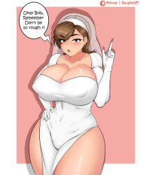 bride charliess27 elastigirl hair_over_one_eye helen_parr huge_ass huge_breasts nervous pixar_mom speech_bubble tagme the_incredibles thick_thighs voluptuous