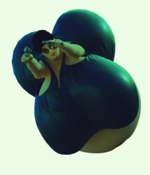 bad_anatomy black_hair fat guns_akimbo huge_ass huge_belly huge_breasts jackd22 pregnant the_matrix trinity_(the_matrix)