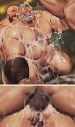 2boys after_sex anal ass bara cum_drip cum_in_ass cum_in_mouth cum_inside cum_on_body deepthroat disney dsharp_k gay jaeger_clade male male_only moobs naked old_man oral orgasm orgasm_face strange_world_(film) tagme tagme_(artist)