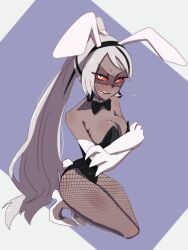 big_breasts bunnysuit carmilla_carmine embarrassed hazbin_hotel tagme tagme_(artist)