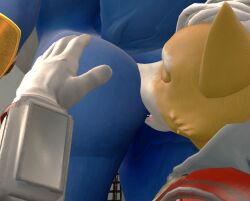 1boy 1boy1girl 1girls 3d 3d_(artwork) ass ass_grab big_ass big_butt blue_body blue_fur blue_skin butt_grab female fox fox_boy fox_girl fox_mccloud foxgirl furry furry_ass furry_female furry_male furry_only gloves hand_on_ass hand_on_butt head_on_ass head_on_butt krystal nintendo sfm smell source_filmmaker star_fox