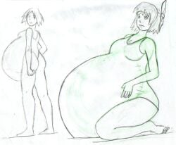 2girls ayane_(doa) christie_(doa) dead_or_alive female female_only full_belly looking_down multiple_prey okc_ohno pyxxyl sketch vore vore_belly