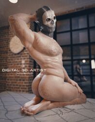 1boy 3d 3d_model activision azog3d beefy bubble_ass bubble_butt call_of_duty call_of_duty_modern_warfare_2_(2022) ghost_(modern_warfare_2) hairy hairy_male indoor_nudity indoors looking_at_viewer male male_focus male_only male_pov masked masked_male muscular muscular_male posing posing_for_the_viewer posing_nude simon_riley solo solo_male