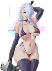 1girls bikini black_bikini breasts female hair_over_one_eye hips huge_breasts jujutsu_kaisen light-skinned_female light_skin long_hair mei_mei_(jujutsu_kaisen) melowh pornhub pornhub_bra stockings thick_thighs thighs white_hair wide_hips