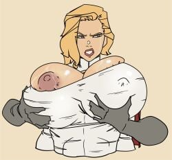 1girls alternate_breast_size big_breasts blonde_female blonde_hair breast_grab breasts dc dc_comics exposed_breast female female_only gigantic_breasts grope groping groping_breasts groping_from_behind huge_breasts kara_zor-l karen_starr large_breasts massive_breasts power_girl superman_(series) tagme winterwarning