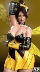 1girls 3d 3d_(artwork) big_breasts brown_hair clothed cosplay fatal_fury female female_only hagiwara_studio king_of_fighters large_breasts long_hair mai_shiranui marvel ponytails red_eyes snk solo solo_female tagme wasp_(cosplay)