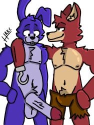 bonnie_(fnaf) canid canine duo five_nights_at_freddy's fox foxy_(fnaf) hi_res hrkc lagomorph leporid male male/male mammal rabbit scottgames