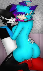 1boy 1boy1girl 1girls albino ambiguous_creampie black_choker black_fur black_hair black_sclera black_stockings blue_eyes blue_fur blue_hair choker cum cum_inside cyan_eyes cyan_fur cyan_hair female hand_on_hip hand_on_shoulder male pink_hair purple_hair slendytubbies slendytubbies_oc stockings tagme teletubbies three_tone_hair two_tone_fur white_eyes