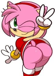 amy_rose ass_focus big_ass bottomless bottomless_skirt bubble_butt butt_crack clothed female female_only mooning no_underwear showing_off sonic_(series) underass vilepluff