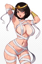 areolae areolae_slip big_breasts big_butt blush bracelet bracelets choker crown evie_(fortnite) fortnite fortnite:_battle_royale magaska19 mummy mummy_wrappings no_bra no_nipples no_panties nonude nude tattoo