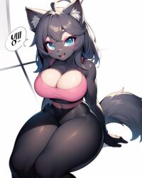 ai_generated big_breasts breasts cyan_eyes feline fluffy fluffy_tail furry hips lexita mus(lexita) thighs