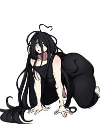 absurdly_long_hair all_fours androgynous big_ass black_hair blackwhiplash bottom_heavy bottom_heavy_femboy bwl creepy femboy full_body fully_clothed hair_between_eyes huge_ass inaba_ryo kengan_(series) kengan_ashura leggings long_hair looking_at_viewer male male_only messy_hair solo thick_thighs thunder_thighs very_long_hair