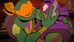 bandana blush brother brothers closed_eyes donatello_(tmnt) gay hi_res incest kerchief kissing male male/male michelangelo_(tmnt) reptile rise_of_the_teenage_mutant_ninja_turtles rot_onsen scalie teenage_mutant_ninja_turtles teenager turtle young