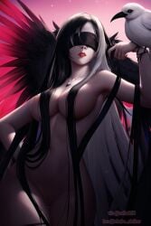 ai_generated areolae big_breasts bird breasts collar female lipstick long_hair mobile_legends mobile_legends:_adventure mobile_legends:_bang_bang nipples nude pharsa_(mobile_legends) pussy raven_(bird) solo vagina