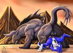 anal anthro anthro_on_feral anthro_penetrated ass ass_up balls behemoth_(ff) big_dom_small_sub claws clenched_teeth dominant dragon duo elbestia feral feral_penetrating feral_penetrating_anthro final_fantasy firondraak genitals horn humanoid knot looking_back male male/male muscular muscular_feral muscular_male nude paws penetration penis raised_tail scalie sex size_difference square_enix tail teeth tongue tongue_out zoophilia