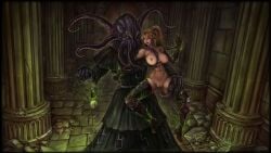 1boy 1girls 1monster abs blonde_hair breasts demon's_souls dungeons_and_dragons fromsoftware magic mind_flayer monster pussy tentacle vaginal_penetration vempire