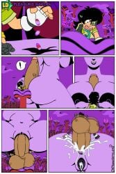 cap.hornybotellie49 comic comic_page comic_panel female giant_female giant_penis giantess louwies_ld_(cap.hornybotellie49) mtv penis_in_ass pleasure purple_background