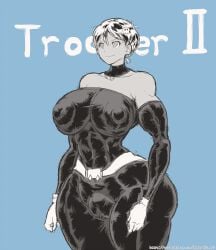 big_ass big_breasts big_thighs black_and_white collar dark-skinned_female dark_skin hataraki_ari hourglass_figure huge_ass huge_breasts huge_thighs muscular muscular_female muscular_legs muscular_thighs tight_clothing wide_hips