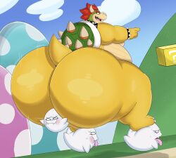 4boys ?_block anthro ass bara belly big_ass big_butt boo_(mario) bowser fat fat_ass ghost horns hyper hyper_ass hyper_butt koopa lifting lifting_person male male/male male_only mario_(series) megacoolbear_(artist) nintendo pointing red_hair scales scalie shell solo_focus spiked_bracelet spiked_collar spikes super_mario_bros. tagme tail thick_thighs tongue tongue_out wide_hips yaoi yellow_scales