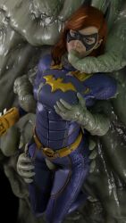 barbara_gordon batgirl batgirl_(gotham_knights) clayface damsel_in_distress dc dc_comics female forced_oral ginger gotham_knights grope groping_breasts groping_from_behind held monster red_hair restrained rindekey struggling superheroine tentacle