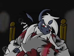 4:3 absol anal anal_sex anthro bedroom canid closed_eyes dark_room digital_media_(artwork) duo fur generation_3_pokemon generation_7_pokemon hair lycanroc male male/male male_penetrated male_penetrating male_penetrating_male mammal midnight_lycanroc night nintendo penetration pokemon pokemon_(species) red_body red_eyes red_fur ronai_fox sex simple_background smile text white_body white_fur