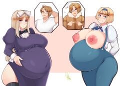 2boys 2girls america_(hetalia) axis_powers_hetalia belarus_(hetalia) belly big_belly big_breasts blonde_hair blue_eyes blush blushing breasts breasts_out brothers canada_(hetalia) clothed clothing commission commissioner_upload dress embarrassed exposed_breasts female glasses hairband hairbow hairclip light-skinned_female light-skinned_male light_skin long_hair male multiple_girls multiple_pregnancies pregnant rabidbunny ready_to_pop short_hair sisters thick_thighs ukraine_(hetalia)