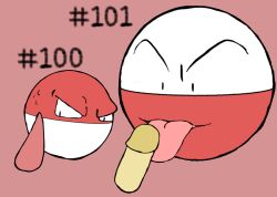 ambiguous_gender digital_media_(artwork) electrode_(pokemon) erection generation_1_pokemon genitals hashtag id_number male nintendo number penis pokemon pokemon_(species) secretsableye sex simple_background sphere_creature text tongue voltorb