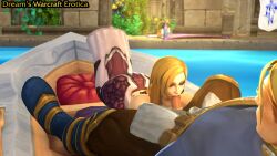 1boy 1girls 3d arthas_menethil blizzard_entertainment blonde_hair blowjob blue_eyes dreamswarart fellatio handjob human human_(world_of_warcraft) jaina_proudmoore light-skinned_female light-skinned_male light_skin lordaeron_symbol warcraft world_of_warcraft