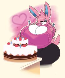 big_breasts breasts dewbber eeveelution huge_breasts original_character pokémon_(species) pokemon pokemon_(species) selene_(itsawulf) sylveon thick_thighs wide_hips