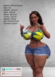 1girls 3d athletic athletic_female big_breasts bimbo blue_eyes brazilian brazillian breasts brown_body brown_hair brown_skin bust busty chest cleavage commission curvaceous curvy curvy_figure dark-skinned_female dark_skin denim denim_bottomwear denim_clothing denim_shorts female female_focus female_only fit fit_female fitness gigantic_breasts hips hourglass_figure huge_ass huge_breasts human jean_shorts jorts large_ass large_breasts legs light-skinned_female light_skin lips long_hair lower_body mature mature_female olivia_santos original original_character solo tanned_skin thick thick_hips thick_legs thick_thighs thighs toned toned_female tonices top_heavy upper_body voluptuous waist wide_hips