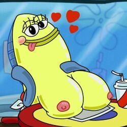 big_breasts blush female fish incidental_47 krusty_krab smile smooth_skin spongebob_squarepants yellow_body