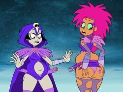 2girls ass cartoon_network dc dc_comics female female_only inflation koriand'r multiple_girls pudge rachel_roth raven_(dc) scobionicle99 starfire stomach stomach_inflation tagme teen_titans teen_titans_go the_night_begins_to_shine wardrobe_malfunction weight_gain