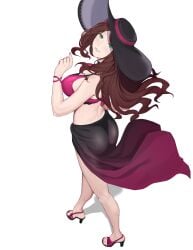 1girls alternate_costume ass big_ass bikini dorothea_arnault dorothea_arnault_(summer) female female_only fire_emblem fire_emblem:_three_houses fire_emblem_heroes full_body hat high_heels looking_back nail_polish nintendo official_alternate_costume sarong seilindekos sideboob solo sun_hat swimsuit toes