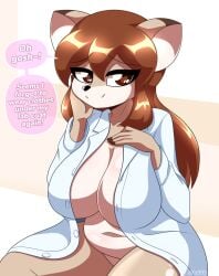 <3_eyes 1girls 2023 2d 2d_(artwork) 5_fingers alfa995 anthro areolae big_breasts breasts brown_eyes brown_fur brown_hair deer dipstick_ears doe_(alfa995) english english_text eyebrows_visible_through_hair eyelashes female_anthro female_focus female_only fingers furry furry_only hair heart heart-shaped_pupils labcoat large_breasts long_hair looking_at_viewer mammal mammal_humanoid navel nipples no_bra no_panties no_underwear original original_character sitting smile smiling smiling_at_viewer smirk smirking smirking_at_viewer smug smug_face solo solo_female solo_focus spots spotted_fur text text_bubble thick_ass thick_thighs white_coat